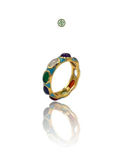 Turquoise Enamel Multi-Gemstone Eternity Ring