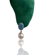 Turquoise Pavé Baroque Pearl Drop Earrings