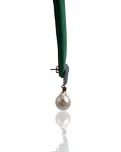 Turquoise Pavé Baroque Pearl Drop Earrings