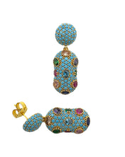 Turquoise Pavé Dome Earrings