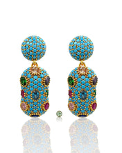 Turquoise Pavé Dome Earrings
