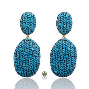Turquoise Pavé Gold Vermeil Drop Earrings