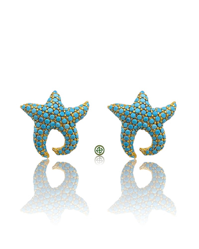 Turquoise Pave Starfish Earrings