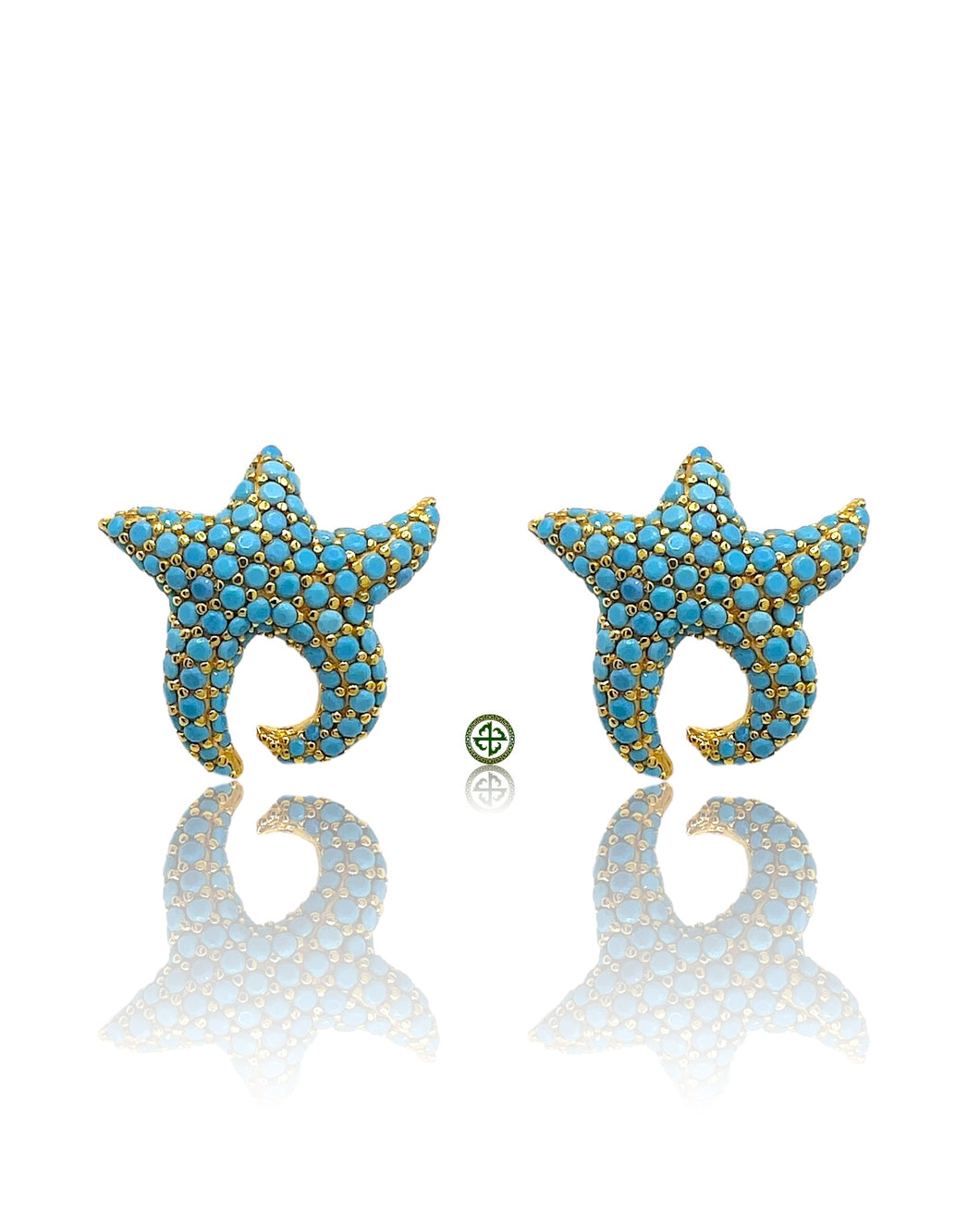 Turquoise Pave Starfish Earrings