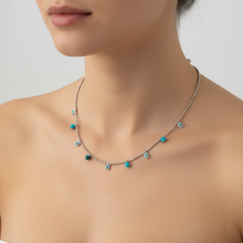 opal turquoise necklace, turquoise charm necklace, friendship necklace, opal necklace, dainty gemstone necklace, minimalist turquoise jewelry, sterling silver gemstone necklace, gold vermeil necklace, turquoise drop necklace, meaningful jewelry gift