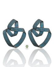 Twisted Aqua Blue Pavé Earrings