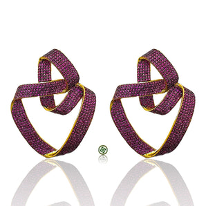 Twisted Ruby Pink Pavé Earrings
