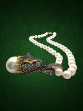 Baroque Pearl White Panther Pendant Necklace