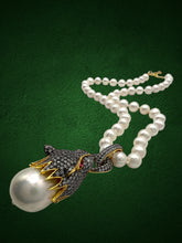 Baroque Pearl White Panther Pendant Necklace