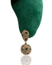 White Pavé Emerald Green Drop Earrings