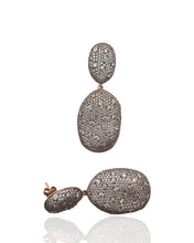 White Pavé Rose Gold Plated Drop Earrings