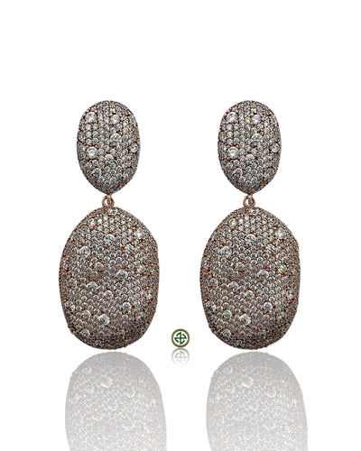 White Pavé Rose Gold Plated Drop Earrings