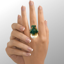 Baroque Pearl Green Statement Ring