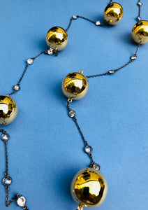 Gold Ball Designer Long Necklace