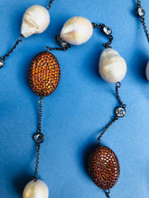 Baroque Pearl Diomond Cut Orange Zircon Necklace