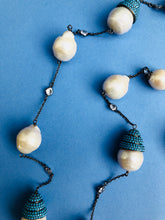 Baroque Pearl Turquoise Zircon Long Necklace