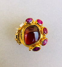 Garnet Turmaline Diomond Cut Zircon Roman Ring