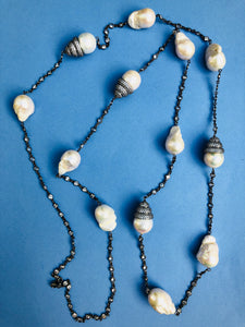 Baroque Pearl White Zircon Long Necklace