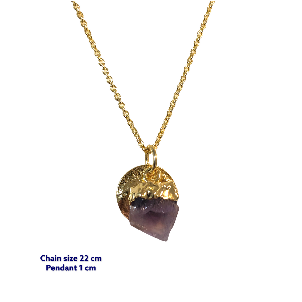 Raw Amethyst Mini Gold Necklace