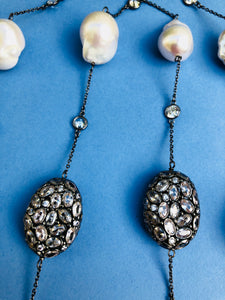 Baroque Pearl Diomond Cut Zircon Statement Necklace