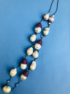 Baroque Pearl Wine Zircon Long Necklace