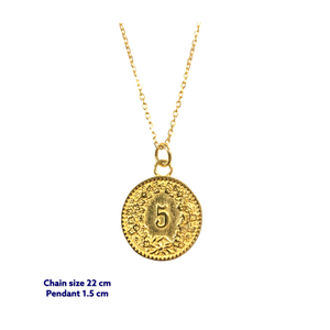 Helvetica Gold Coin Necklace