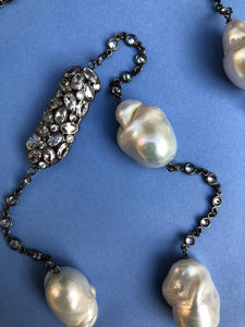 Baroque Pearl Diomond Cut White Zircon Necklace