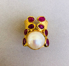 Baroque Pearl Rubies Roman Ring