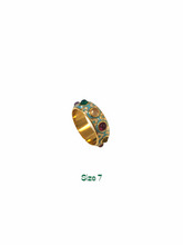 Turquoise Enamel Nine Multicolor Stones Ring