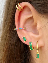 Baguette Gemstone Huggie Earrings