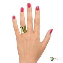 Baugette Green Zirconia Cuff Roman Ring