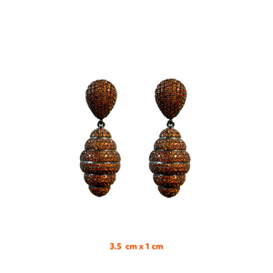 Bee Hive Zirconia Drop Earrings