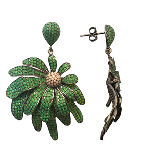 Buzzle Zirconia Floral Earrings