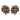 A pair of floral-shaped earrings with gold and black plating and zirconia stones