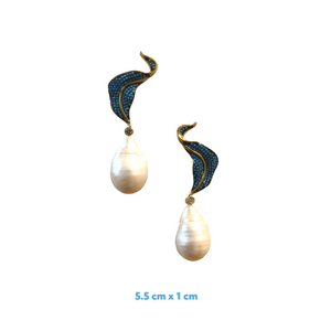 Cardale Turquoise Zirconia Baroque Pearl Drop Earrings