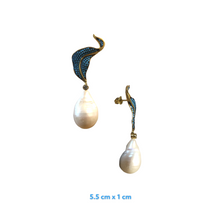 Cardale Turquoise Zirconia Baroque Pearl Drop Earrings