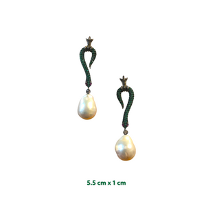 Crown Zirconia Drop Snake Earrings