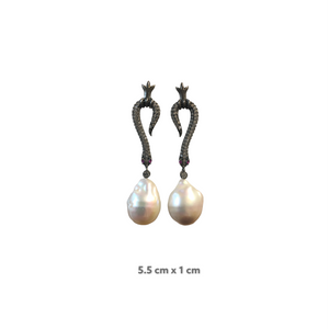 Crown Zirconia Drop Snake Earrings