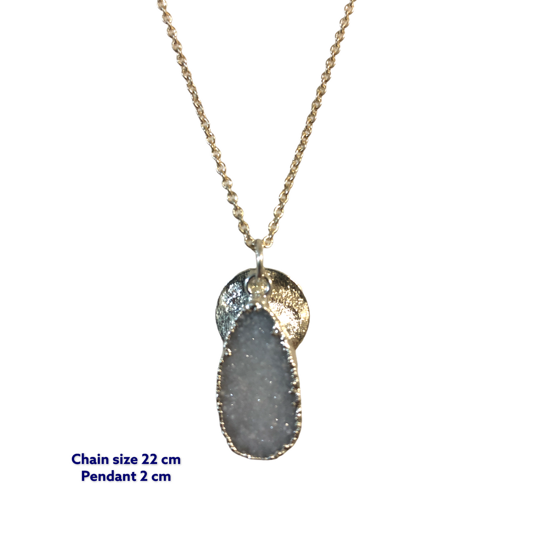Tear Drop Raw Druzy Stone Necklace