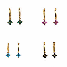 Flower Colourful Zirconia Drop Earrings