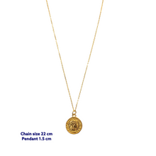 Helvetica Gold Coin Necklace