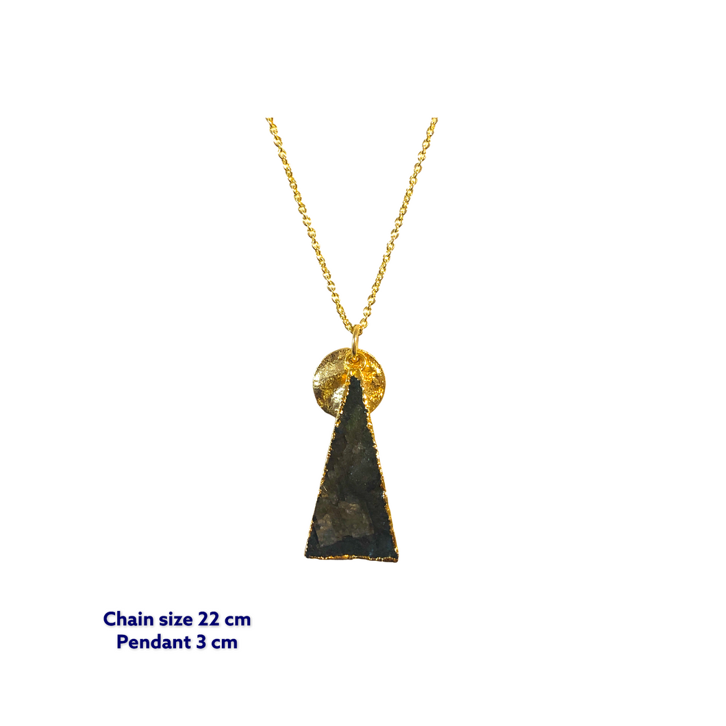Triangle Labrodorite Gold Necklace