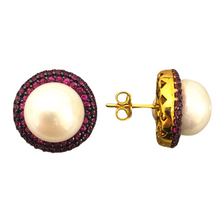 Round Pearl Stud Earrings