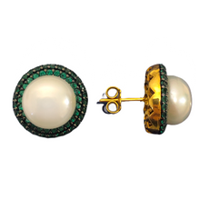 Round Pearl Stud Earrings
