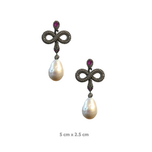 Serpent Ruby Baroque Pearl Drop Earrings