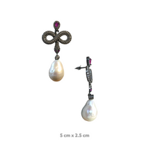 Serpent Ruby Baroque Pearl Drop Earrings