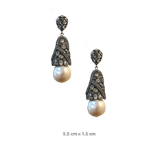 Sharples Baugette Zirconia Baroque Pearl Earrings