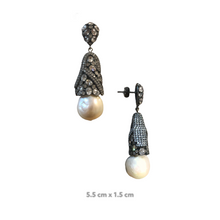 Sharples Baugette Zirconia Baroque Pearl Earrings