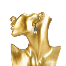 Sharples Baugette Zirconia Baroque Pearl Earrings