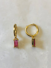 Square Baugette Zirconia Huggie Earrings